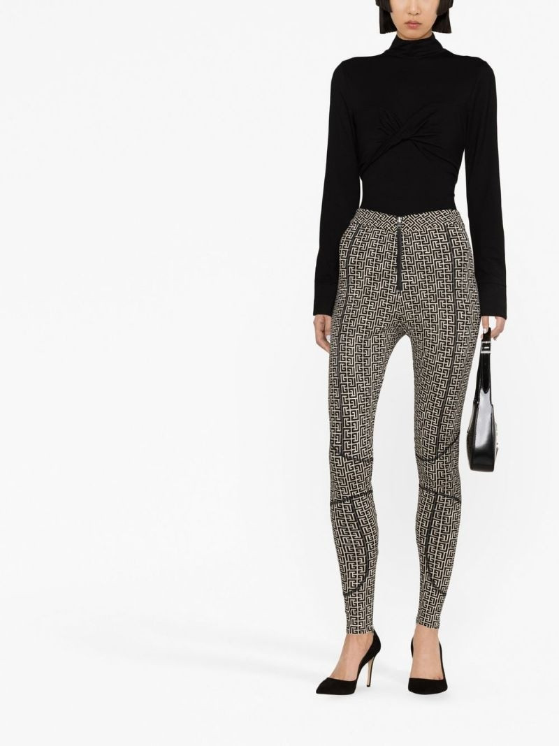 Balmain monogram-print high-waisted leggings outlook