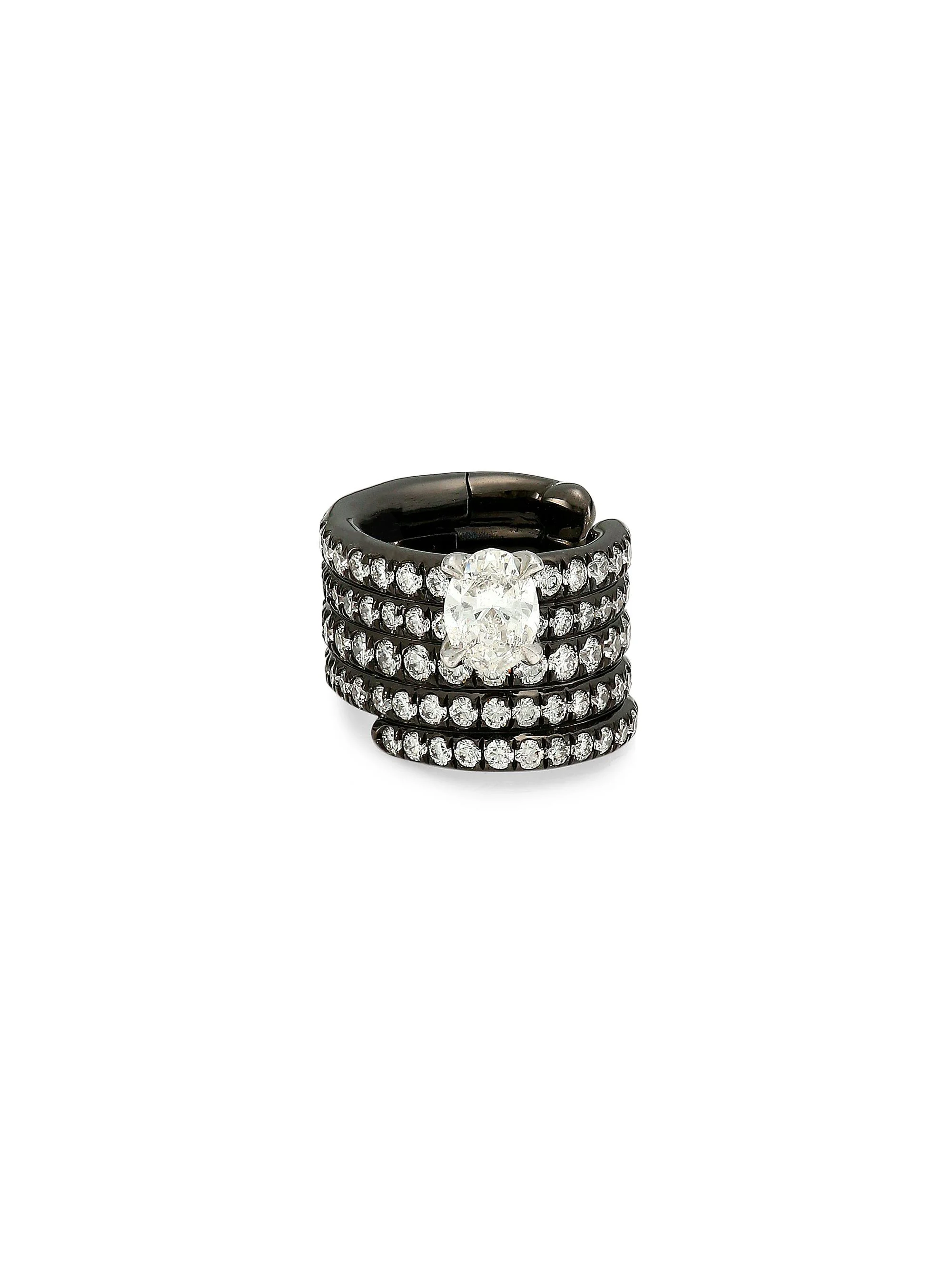 Women's Blast 18K Black Gold & Diamond Pavé Stacked Single Ear Cuff - Black - 1