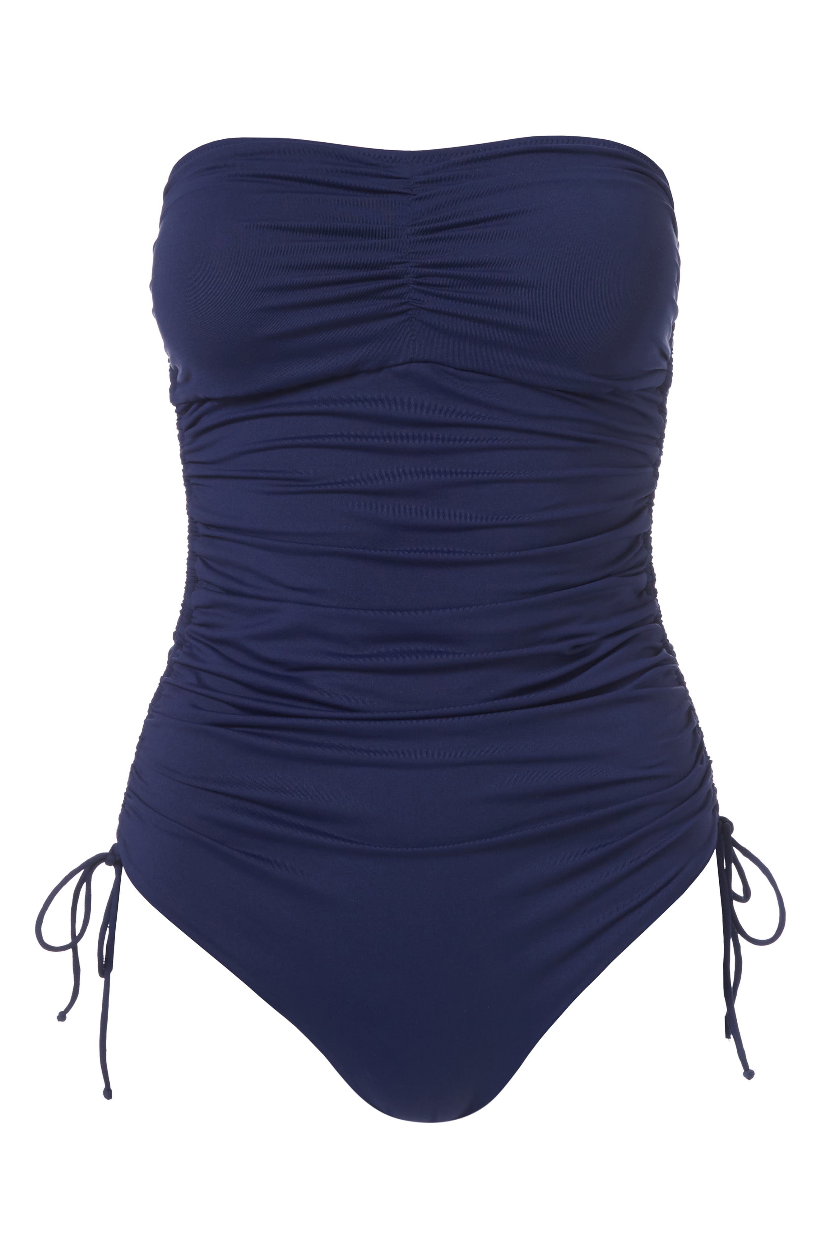 Melissa Odabash Sydney Strapless Cinched Tie One-Piece Swimsuit in Navy at Nordstrom - 3