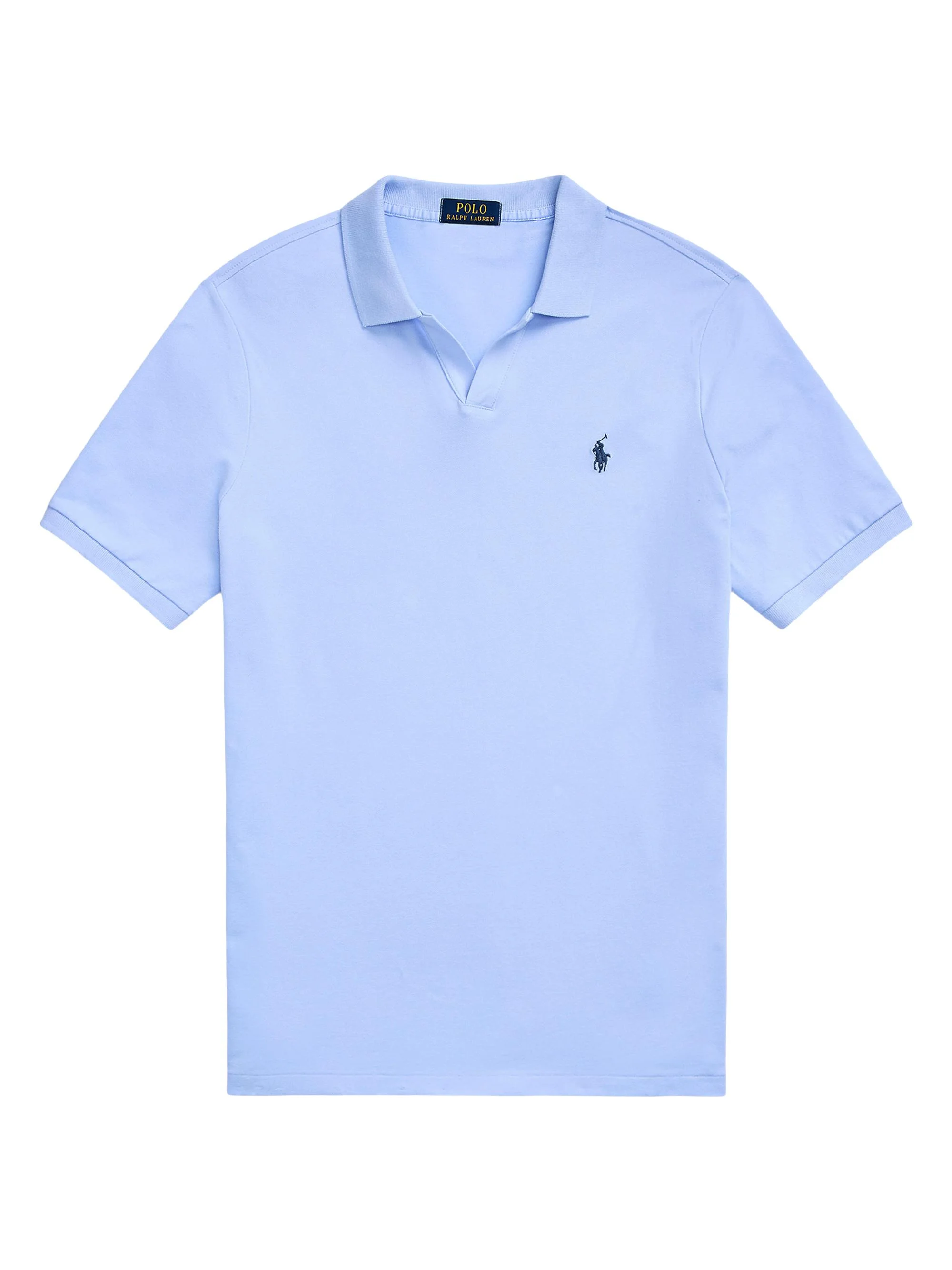 Men's Stretch Mesh Johnny Collar Polo Shirt - Office Blue - 1