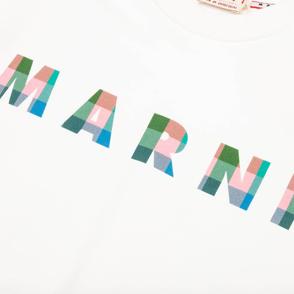WHITE COTTON SWEATSHIRT WITH GINGHAM LOGO - NATURAL WHITE - 3