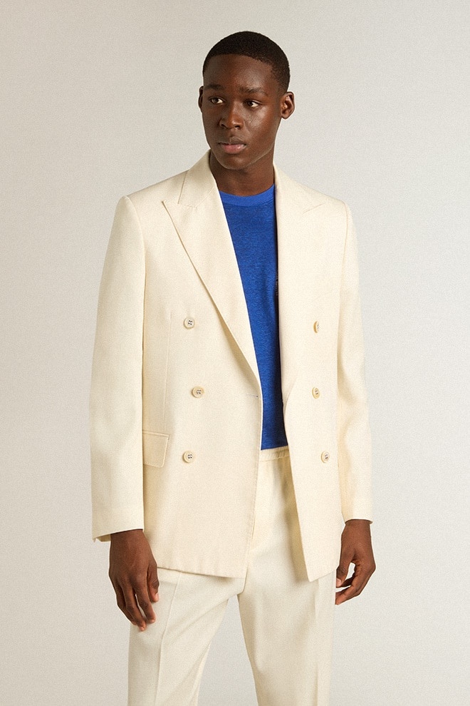 Men’s cream-colored double-breasted blazer - 2