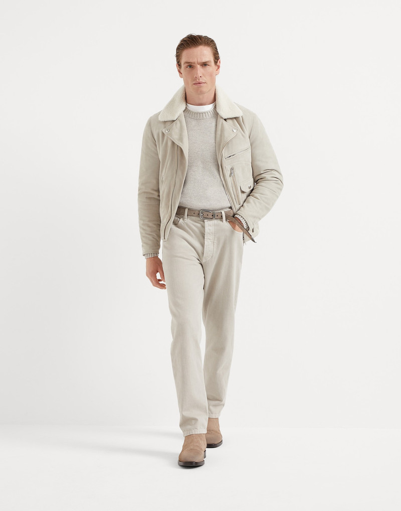 Garment-dyed iconic fit five-pocket trousers in slubbed denim 4