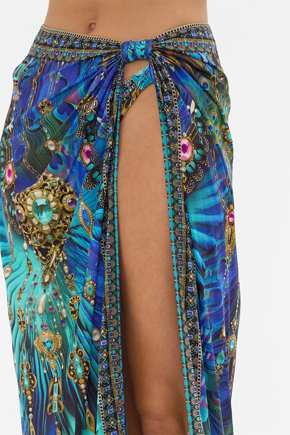 LONG SARONG WITH GATHERED TAB AND LEG SPLIT - 6