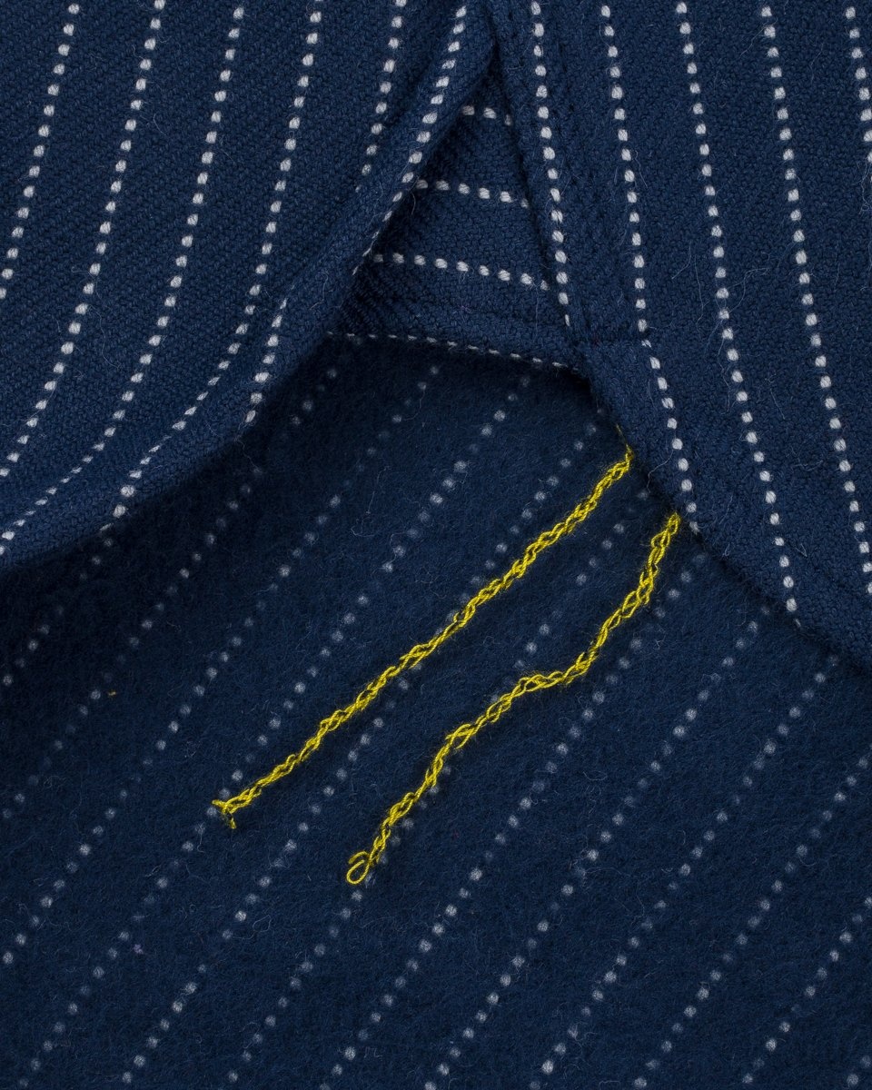 IHSH-402-NAV 12oz Ultra Heavy Flannel Chalk Stripe Work Shirt Navy - 9