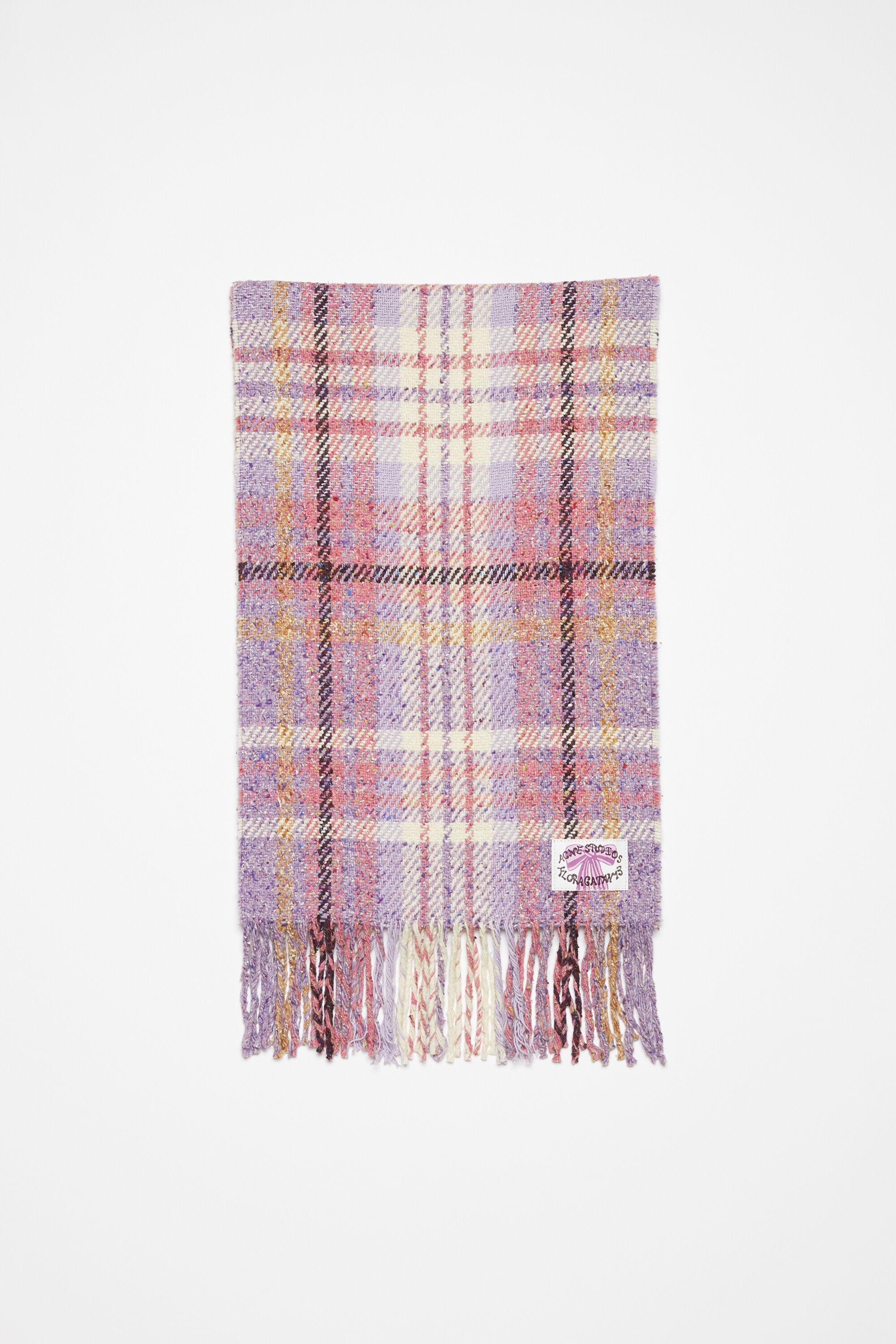 Plaid fringe scarf - Violet purple - 1