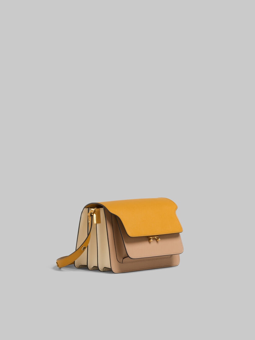ORANGE BEIGE AND WHITE SAFFIANO LEATHER TRUNK BAG - 6