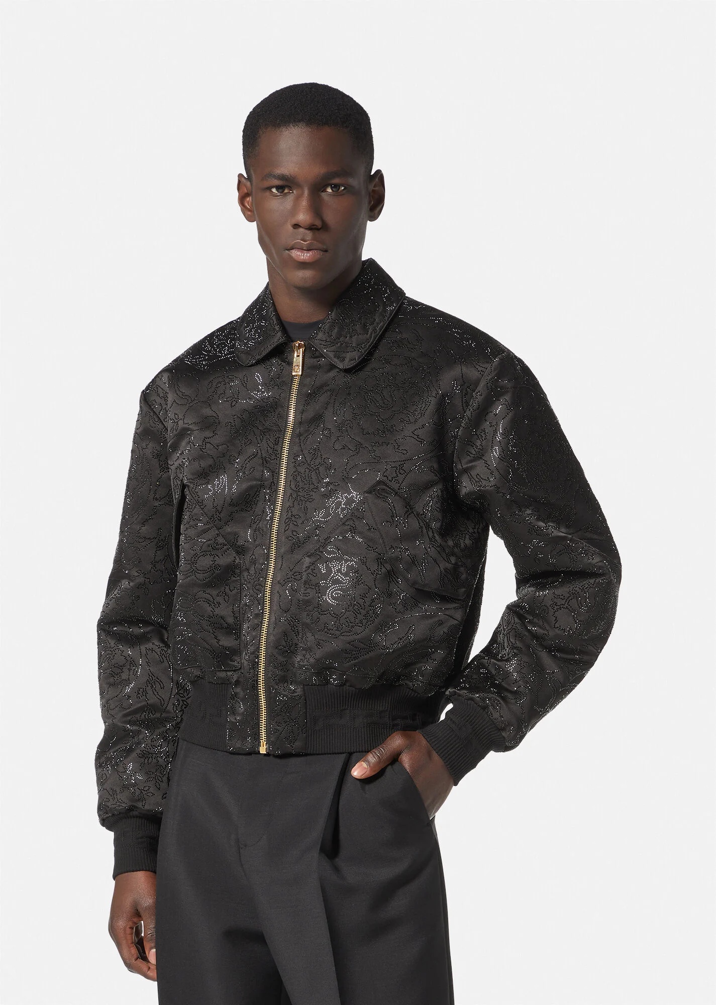 Embellished Barocco Silhouette Bomber Jacket - 3