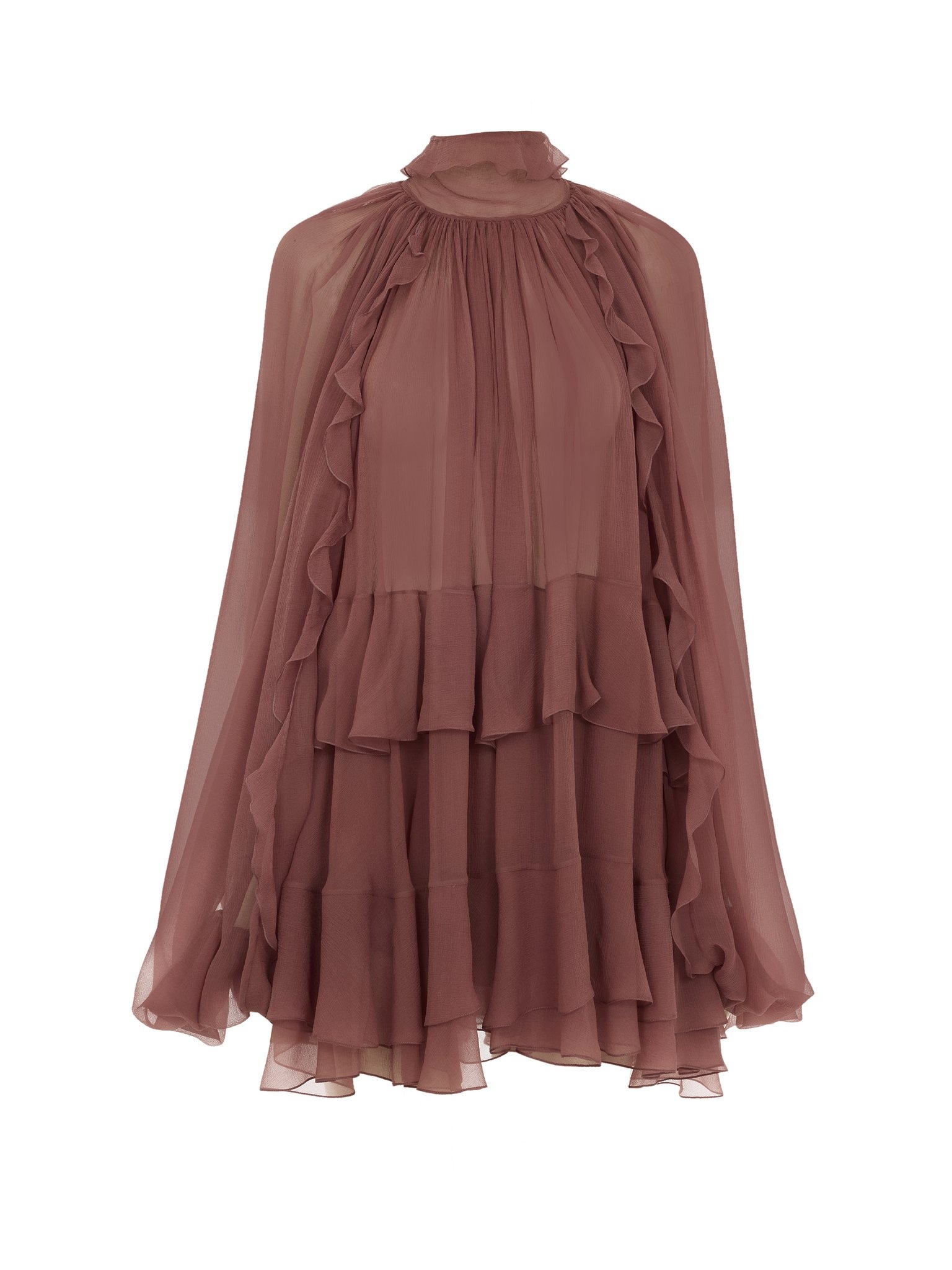 MINI CAPE DRESS IN SILK MOUSSELINE - 1