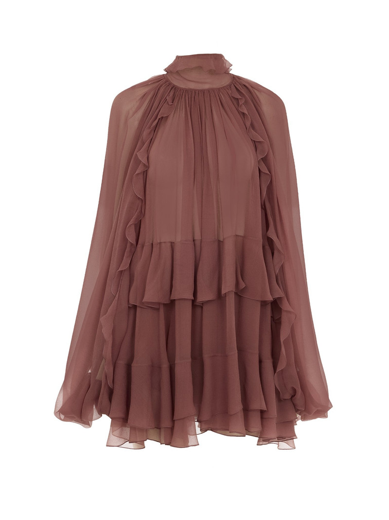MINI CAPE DRESS IN SILK MOUSSELINE 1