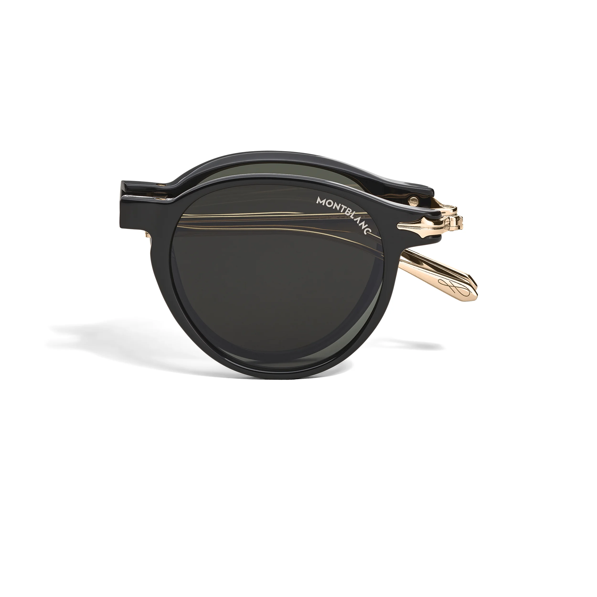 OVAL FOLDABALE SUNGLASSES WITH BLACK COLOURED INJECTED FRAME - 1