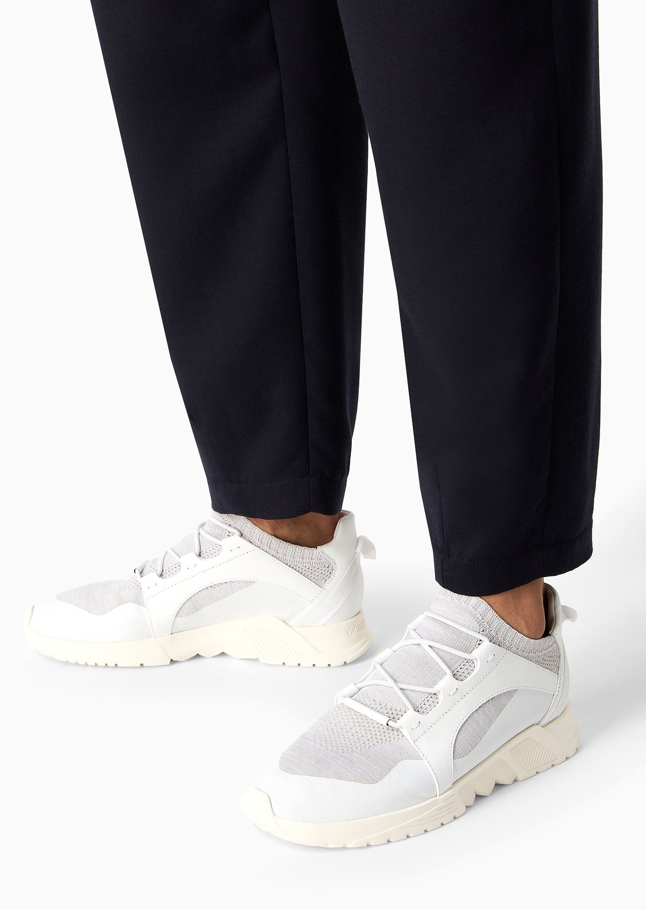 Knit-and-leather sneakers - 5