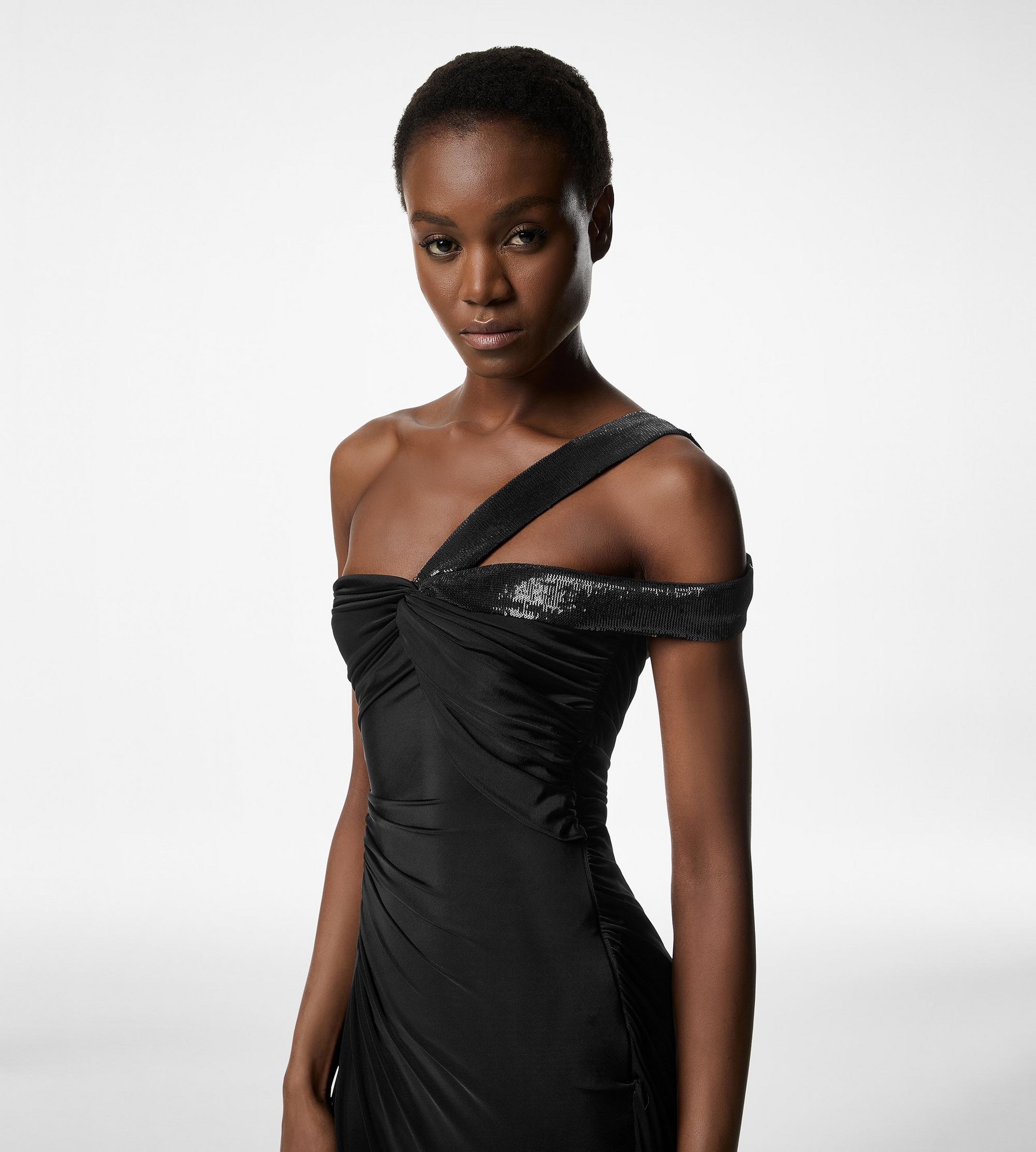ONE SHOULDER TWIST FRONT EVENING DRESS - 2