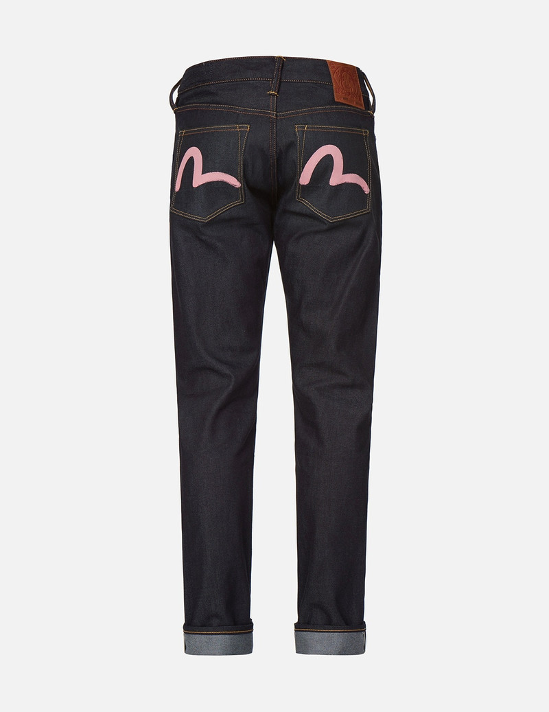 EVISU PINK SEAGULL CARROT FIT RAW DENIM JEANS #2017 outlook