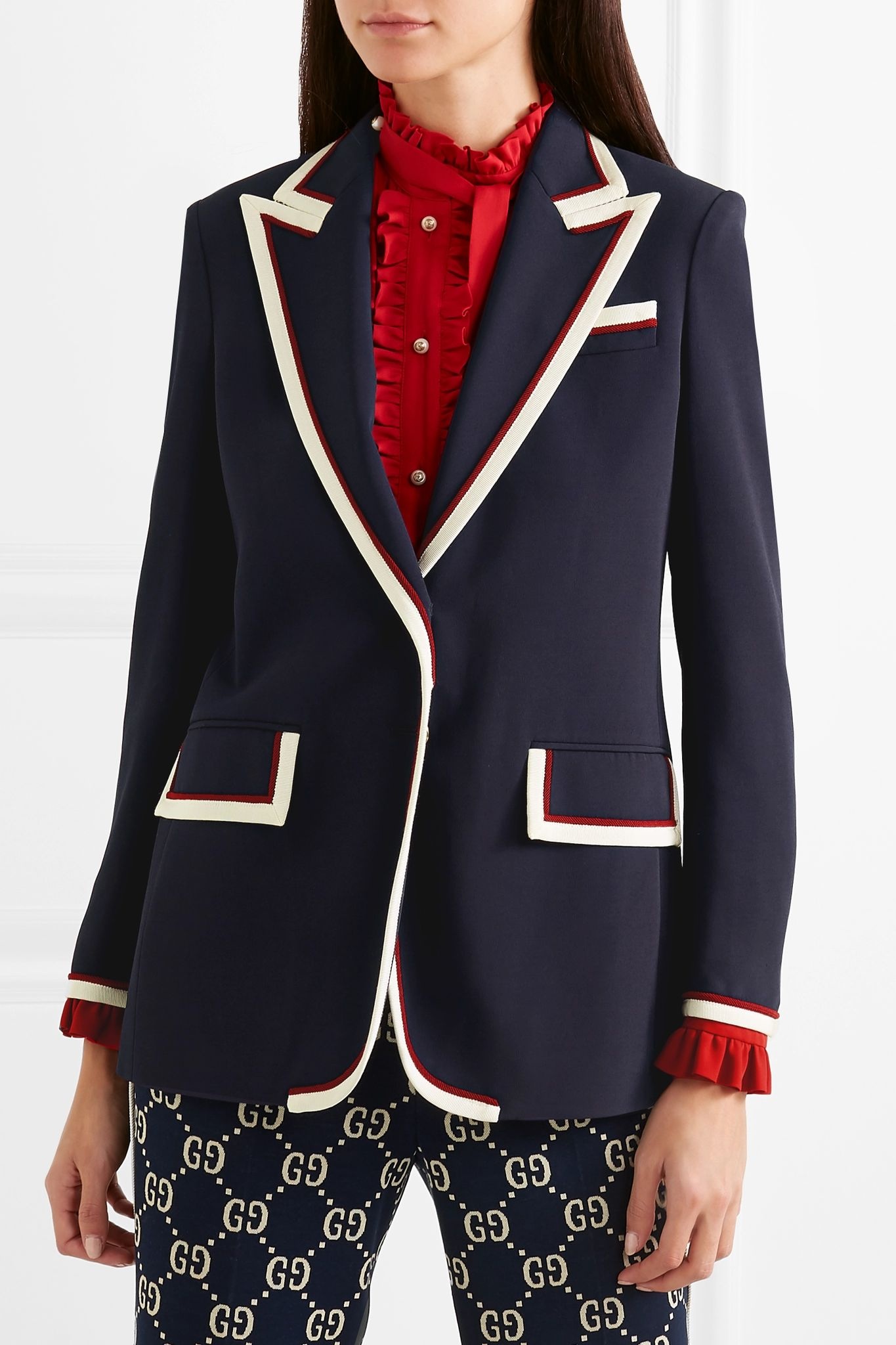 Grosgrain-trimmed cady blazer - 3