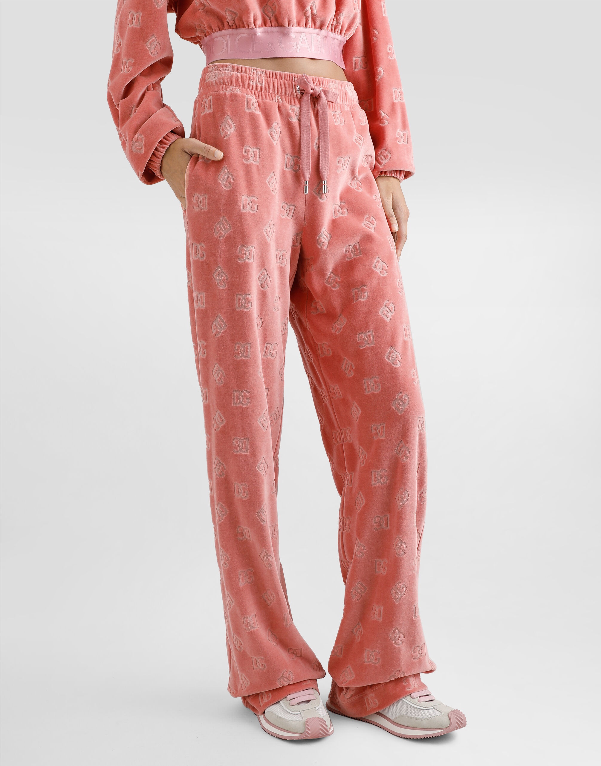 Jacquard chenille jogging pants with DG logo - 4