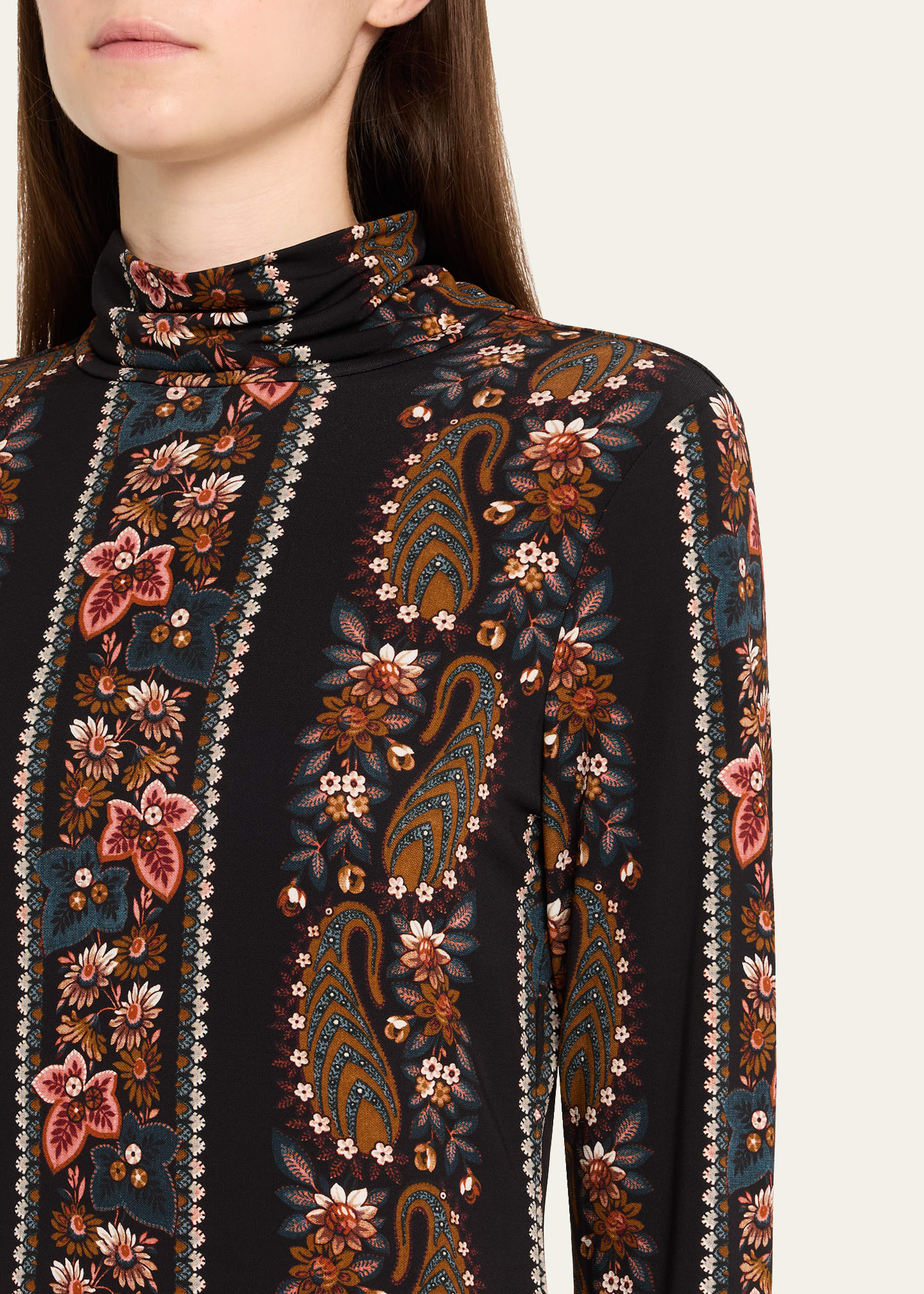 Suzie Moody Floral Long-Sleeve Turtleneck Top - 5