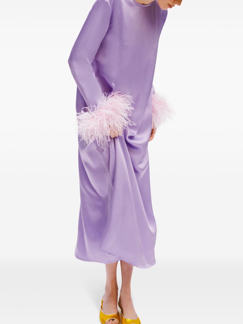 feather-trim dress - 10
