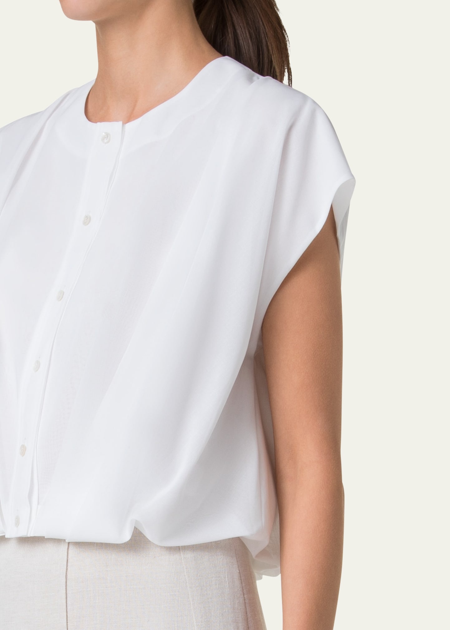 Sleeveless Cotton Voile Bubble Blouse - 5