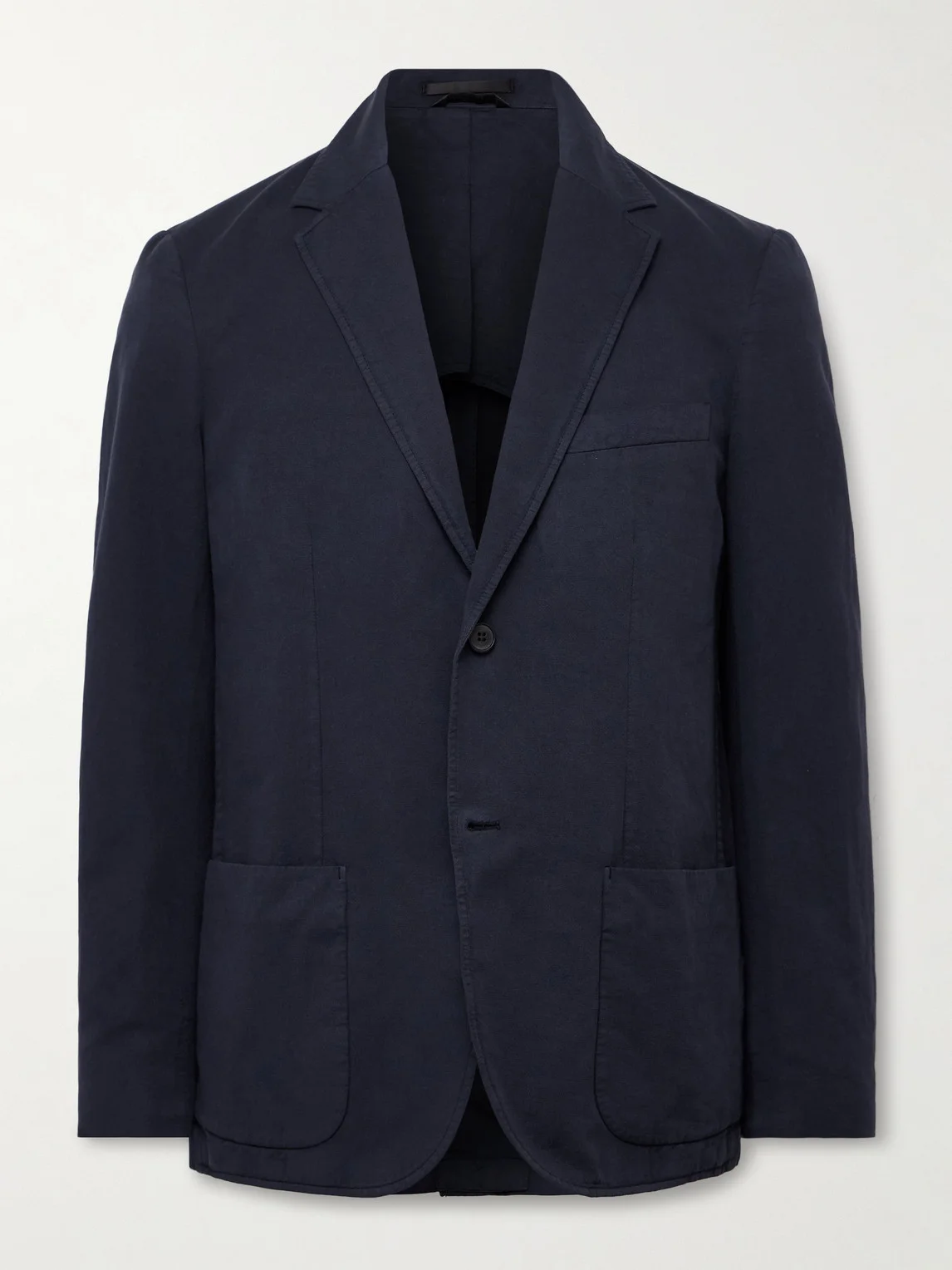Unstructured Garment-Dyed Cotton and Linen-Blend Twill Blazer - 1