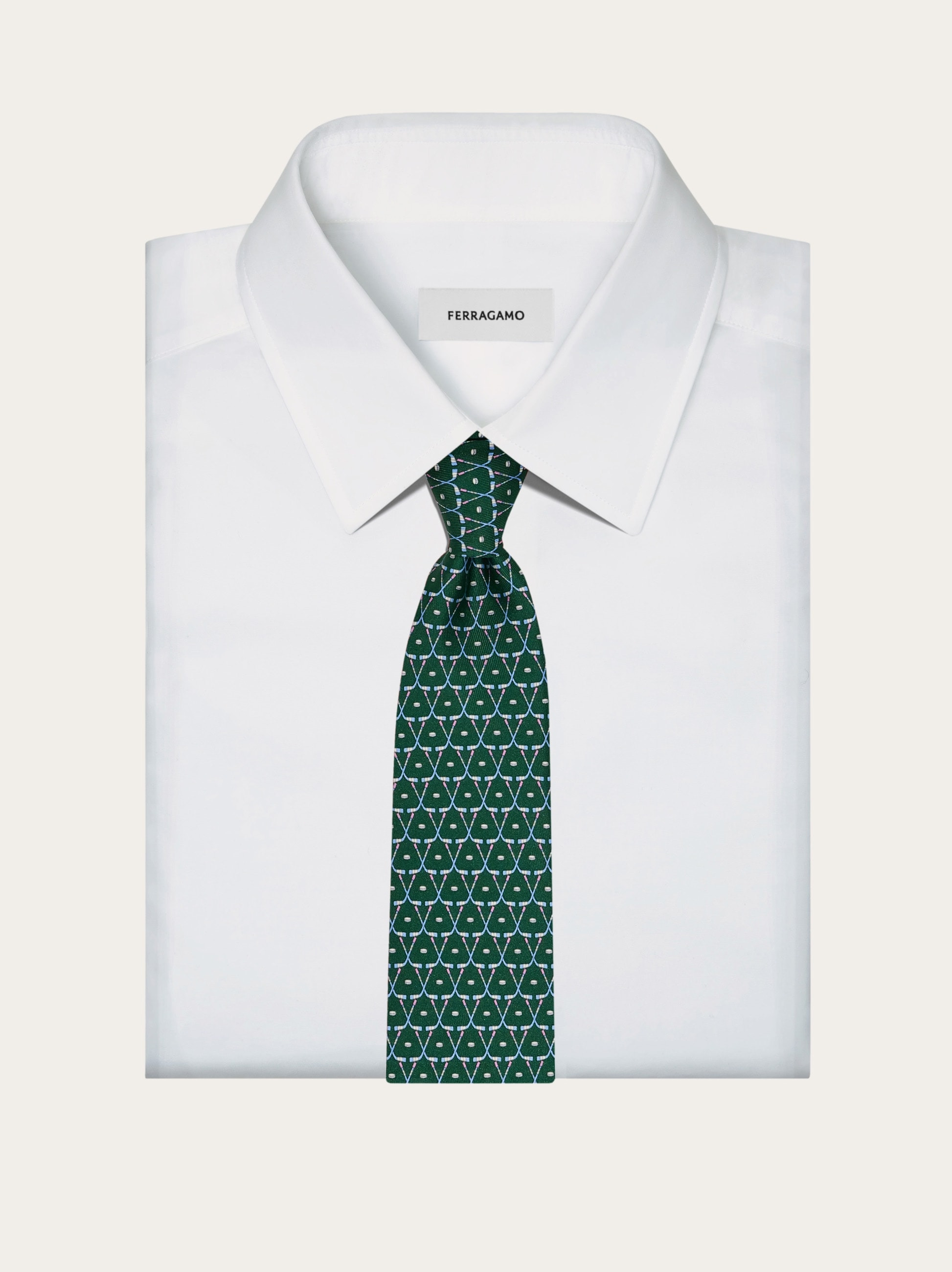 Hockey print silk tie - 4