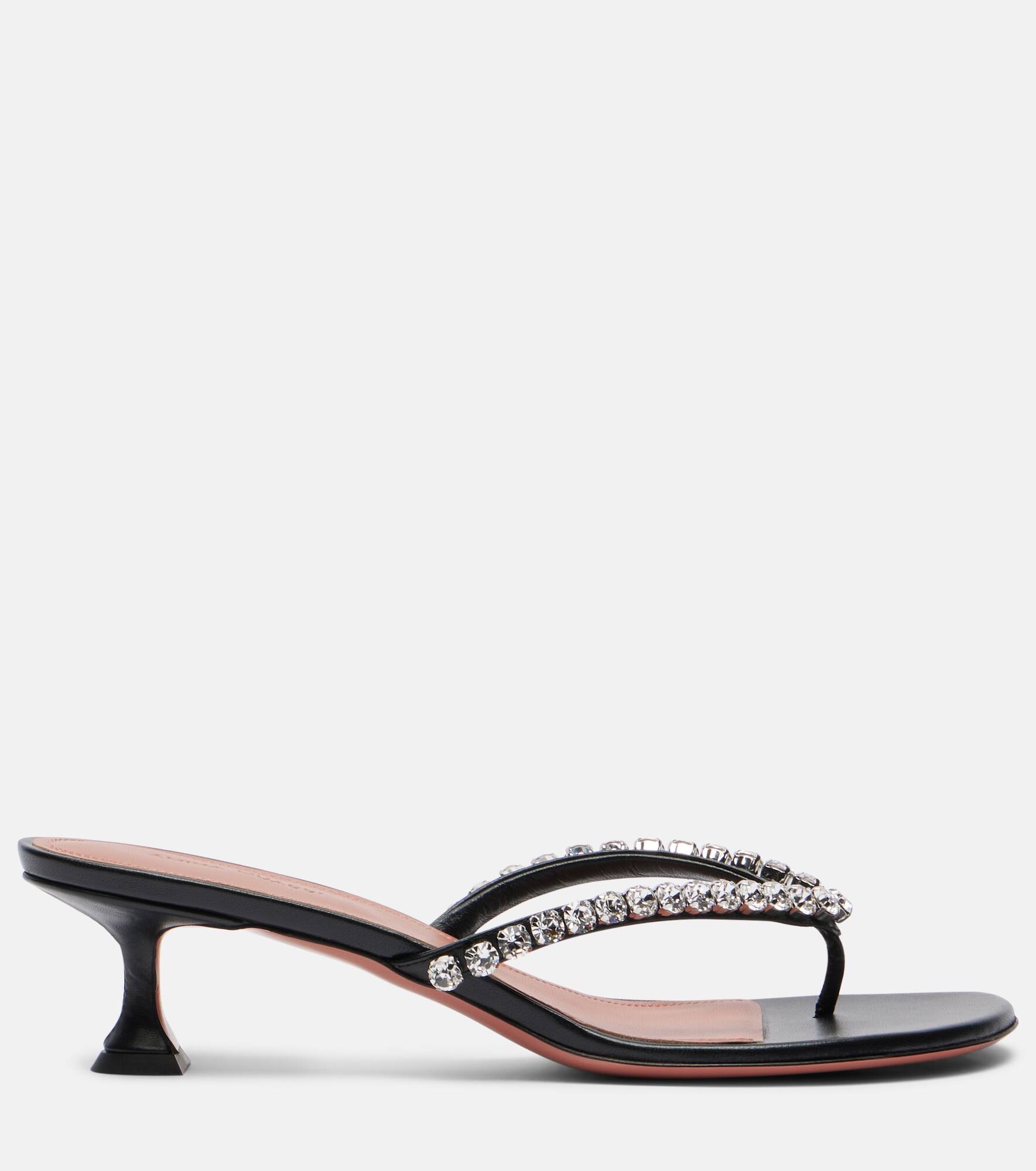 Gigi 45 embellished leather thong sandals - 4