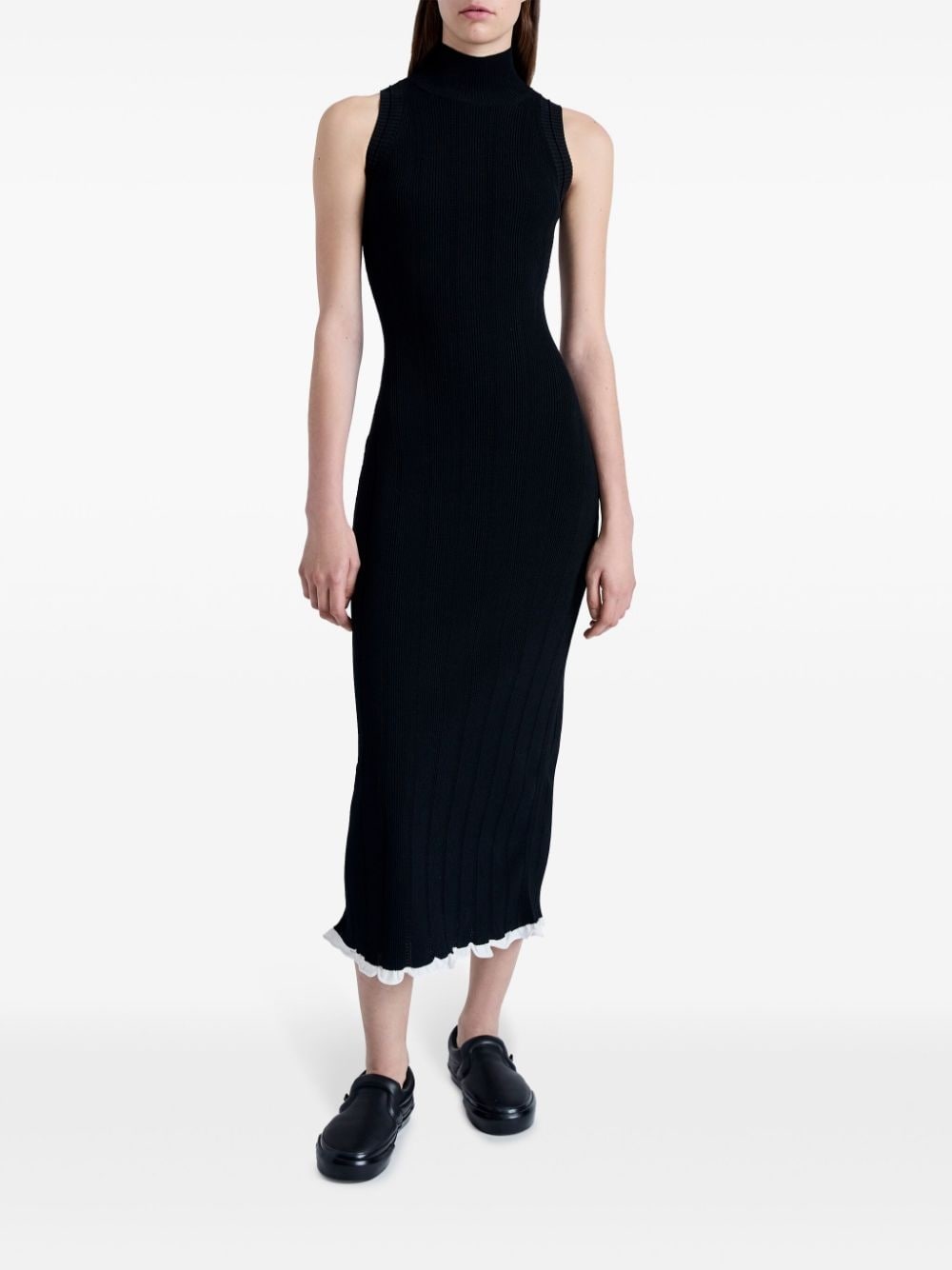 pointelle-knit high-neck dress - 2