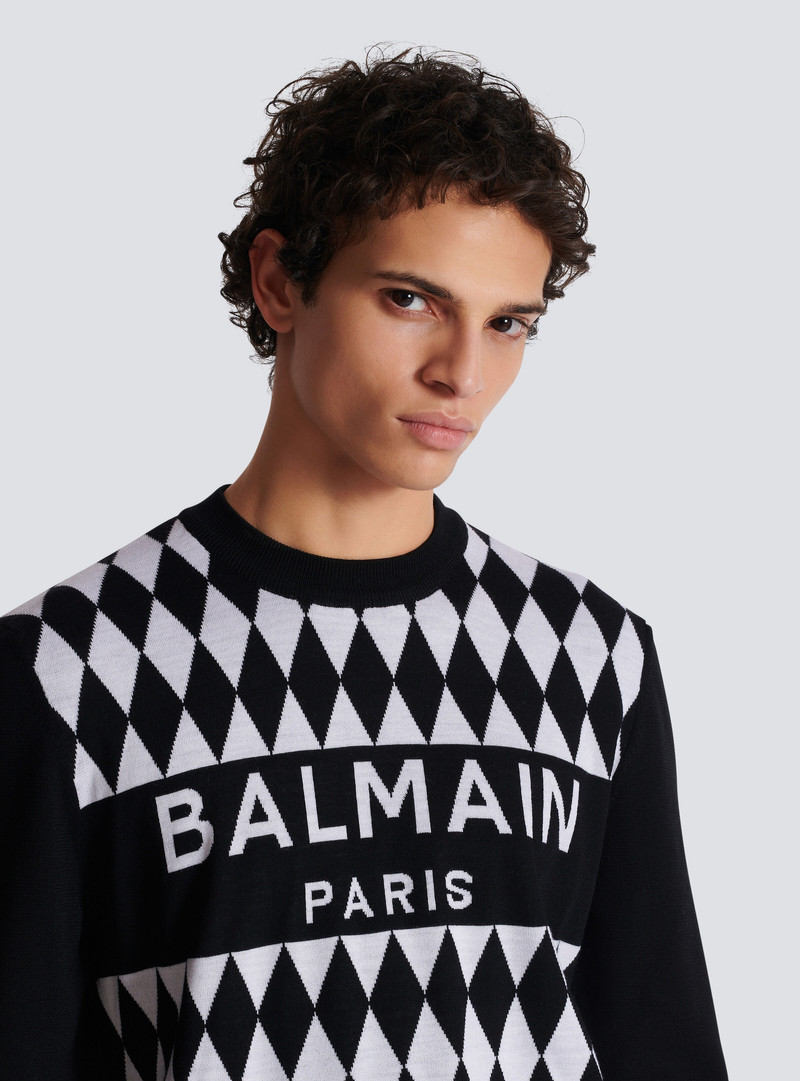 Diamond Balmain Paris two-tone jacquard jumper 7