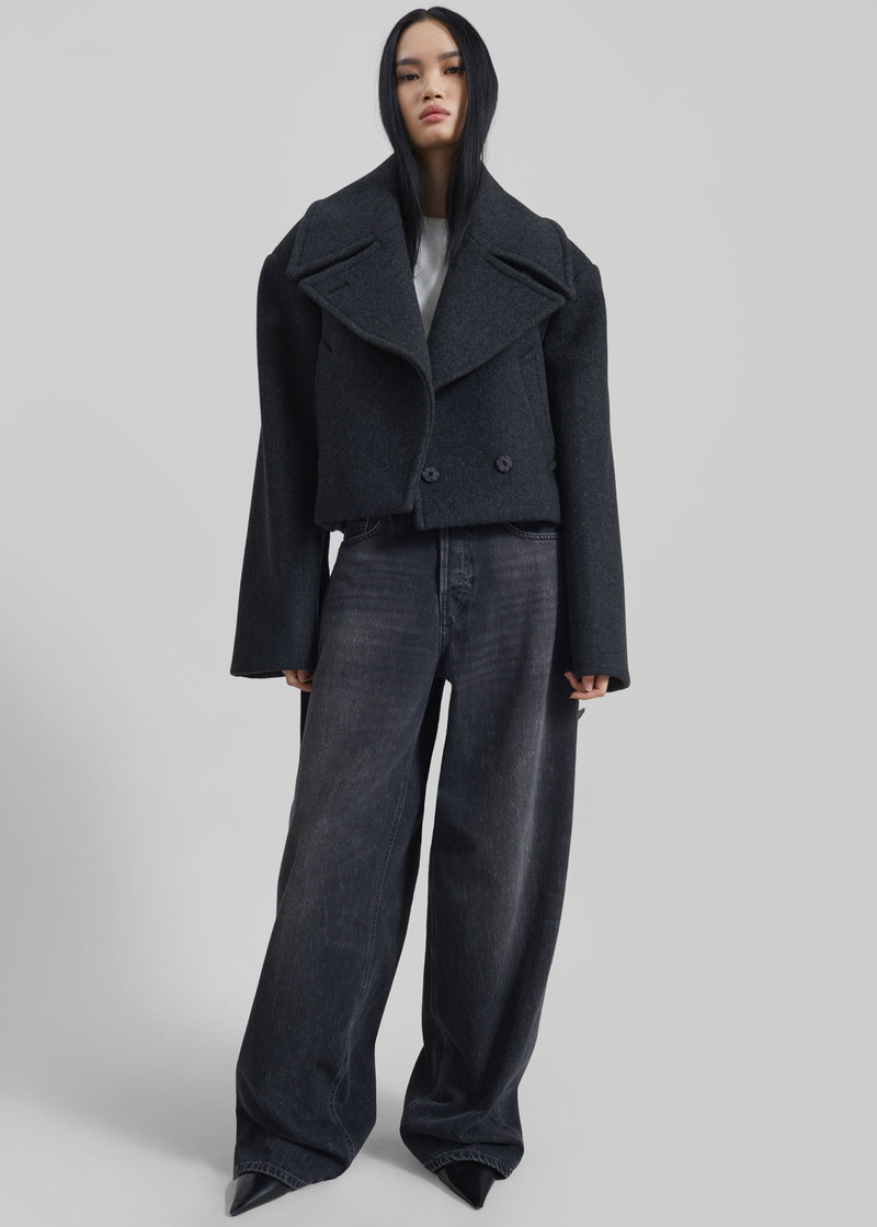 Aumale Cropped Wool Peacoat - Charcoal 5