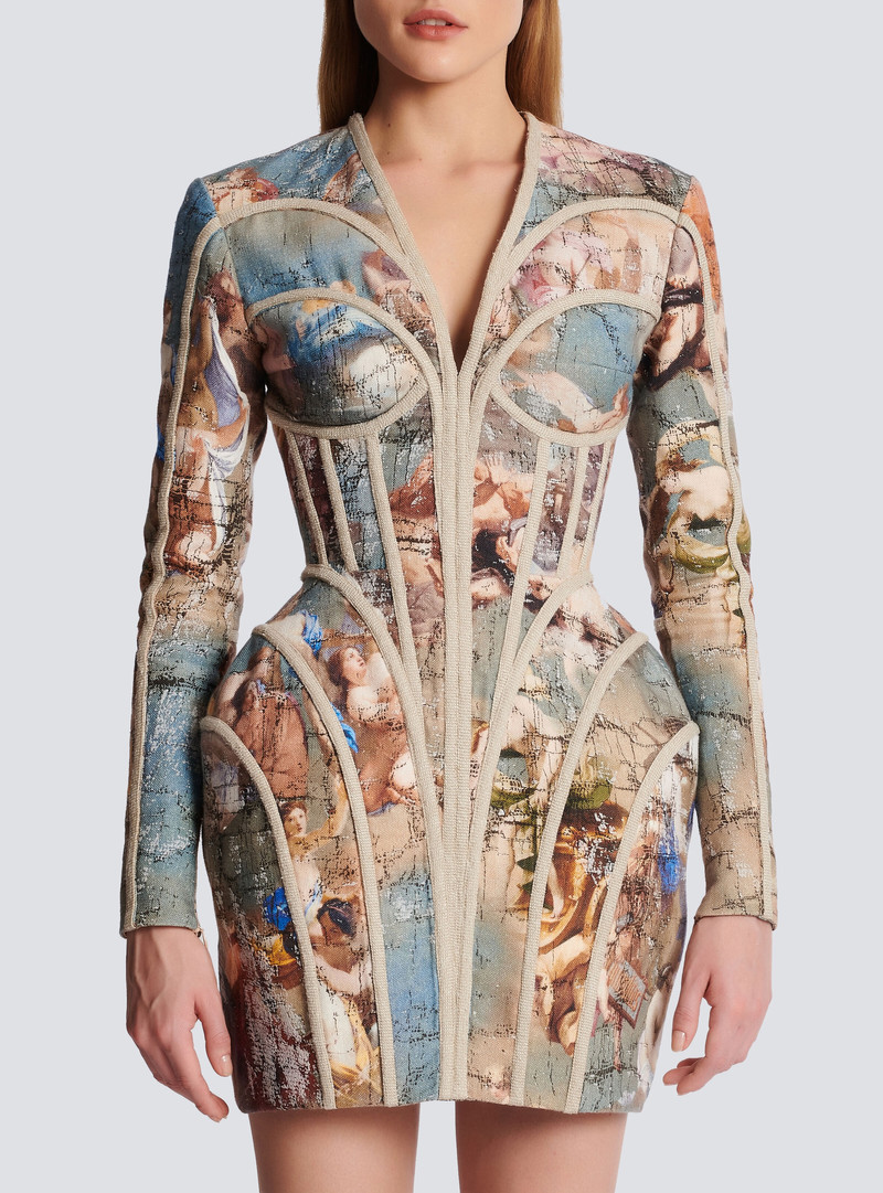 Sky printed linen cage dress 5