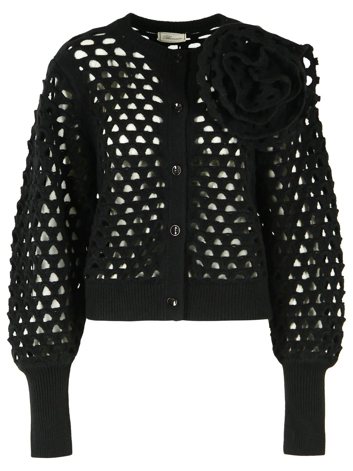 Blumarine Black Openwork Wool Cardigan Women - 1