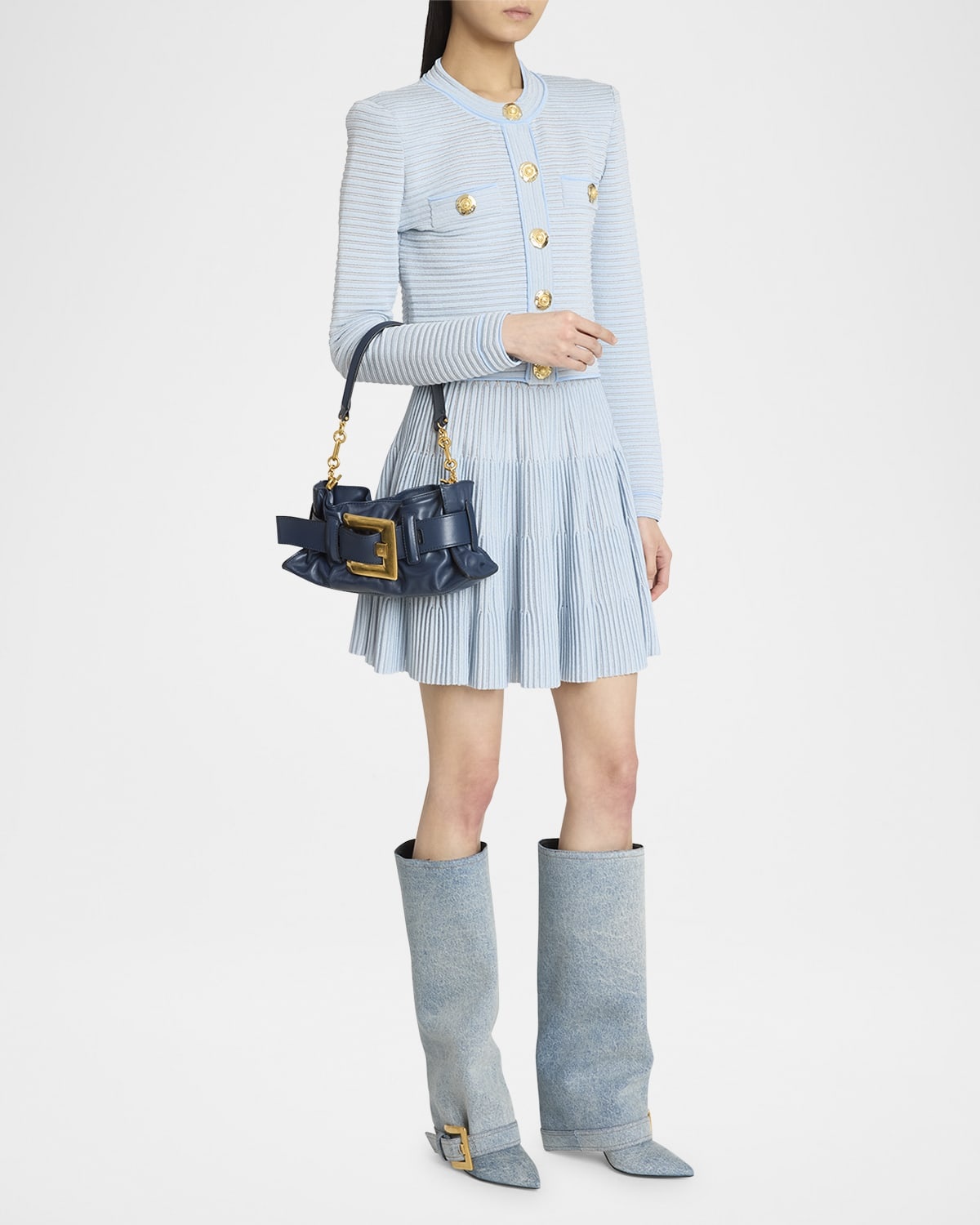 Anthem Mini Buckle Shoulder Bag in Calfskin Leather - 6