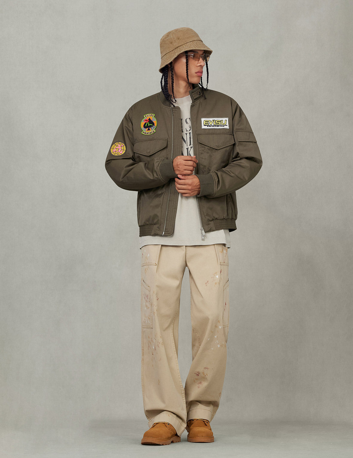 Multi Logo Badges Embroidery Regular Fit Padded Bomber Jacket - 4