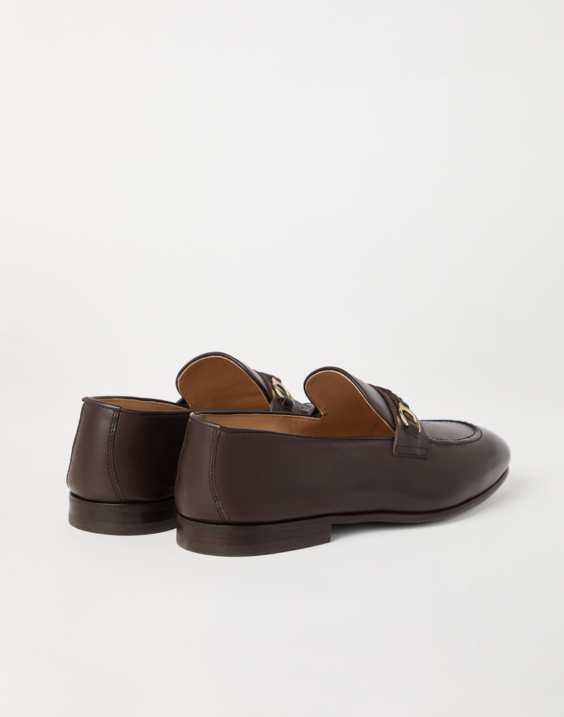 Brunello Cucinelli Soft waxed calfskin loafers with bit detail outlook