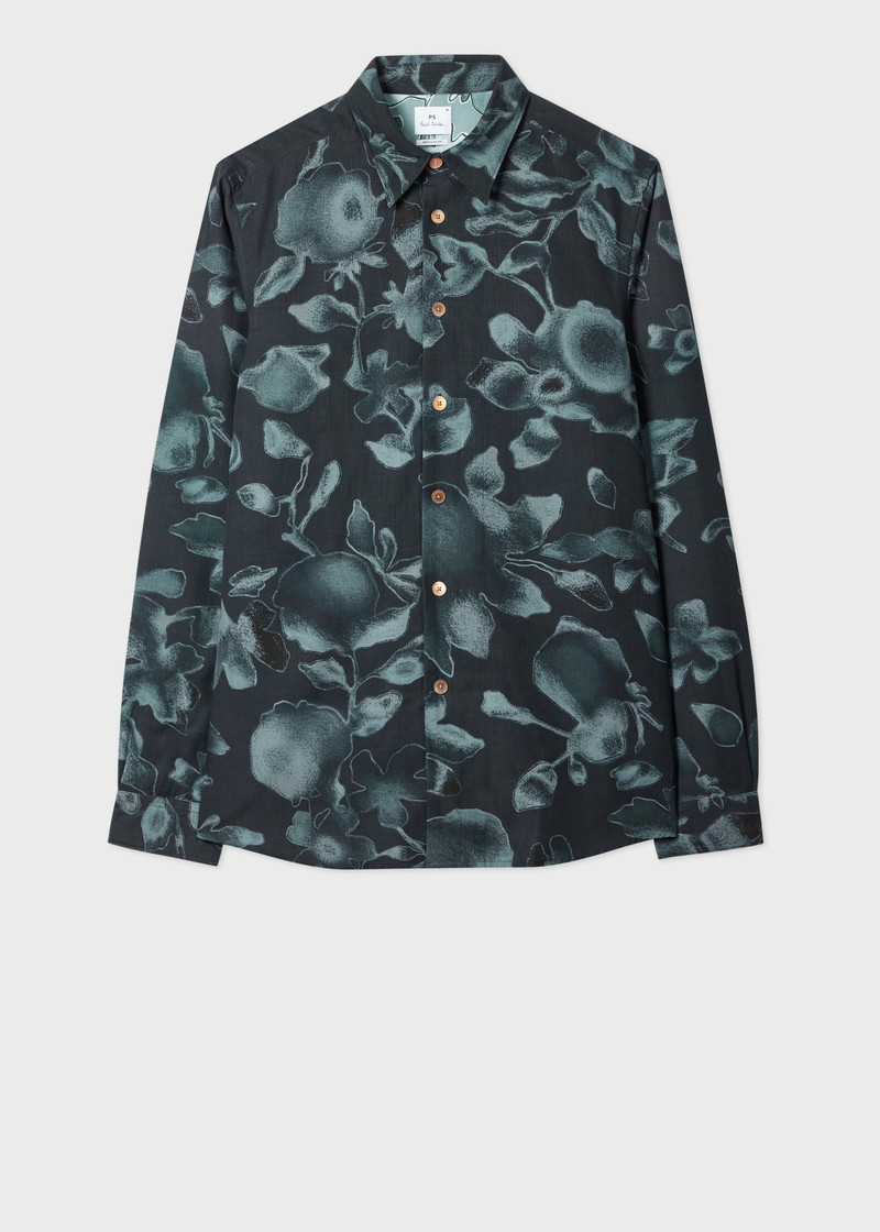 Navy 'Good Fortune Floral' Print Shirt 1