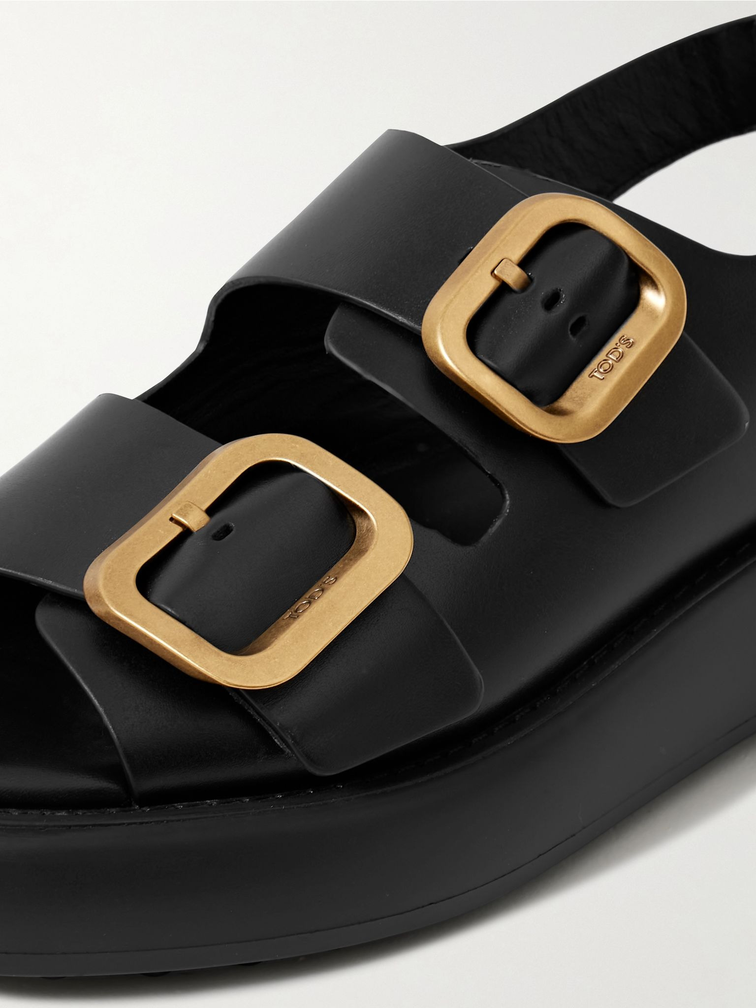 Gomma buckled leather platform sandals Black - 4