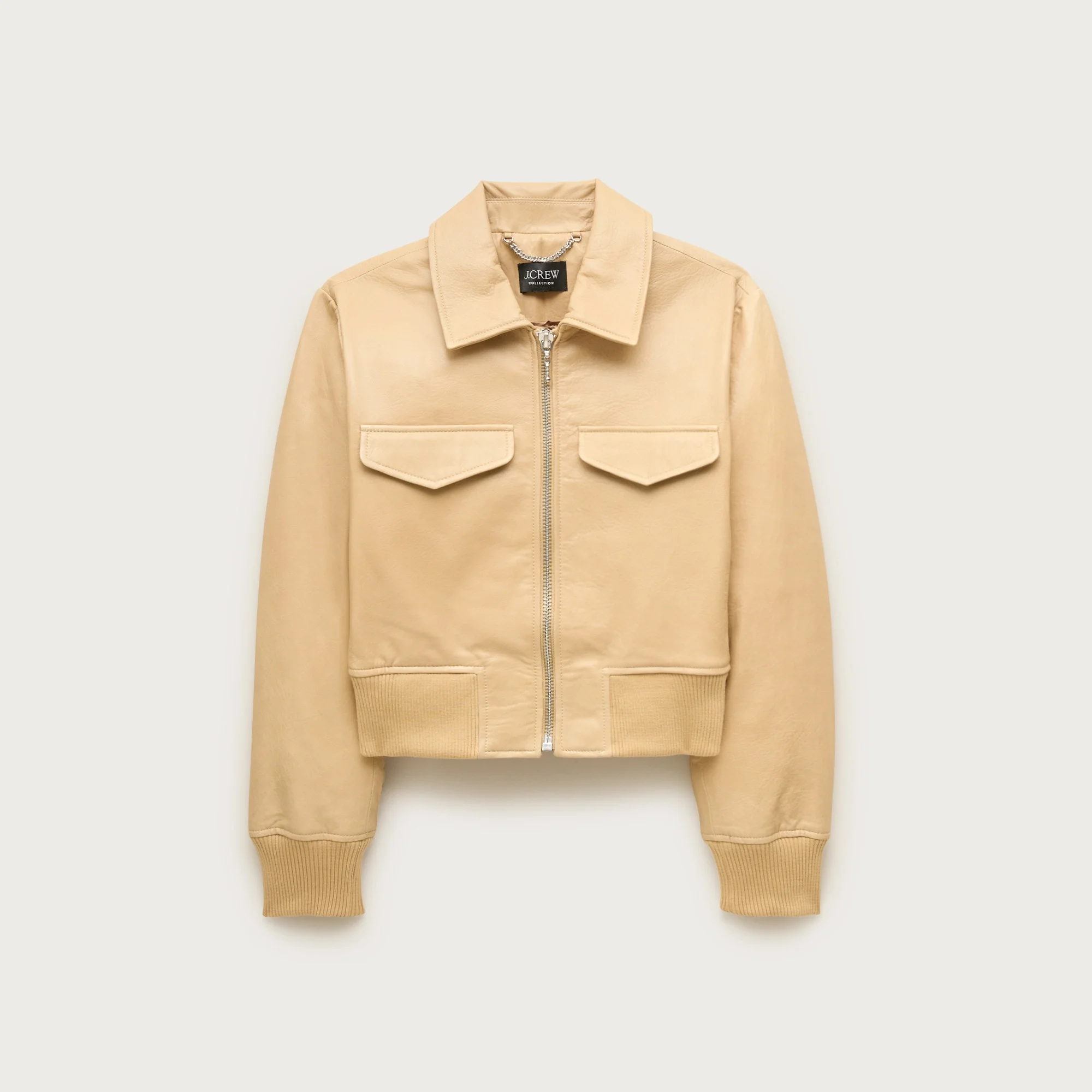 Collection cropped flight jacket in leather - 1