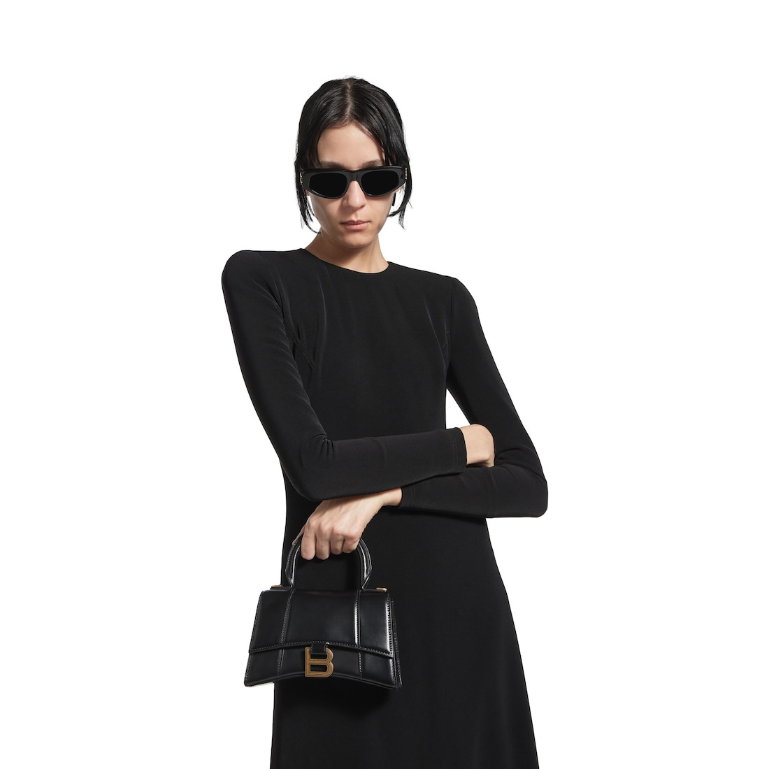 Women's Hourglass Xs Handbag Box in Black - 8