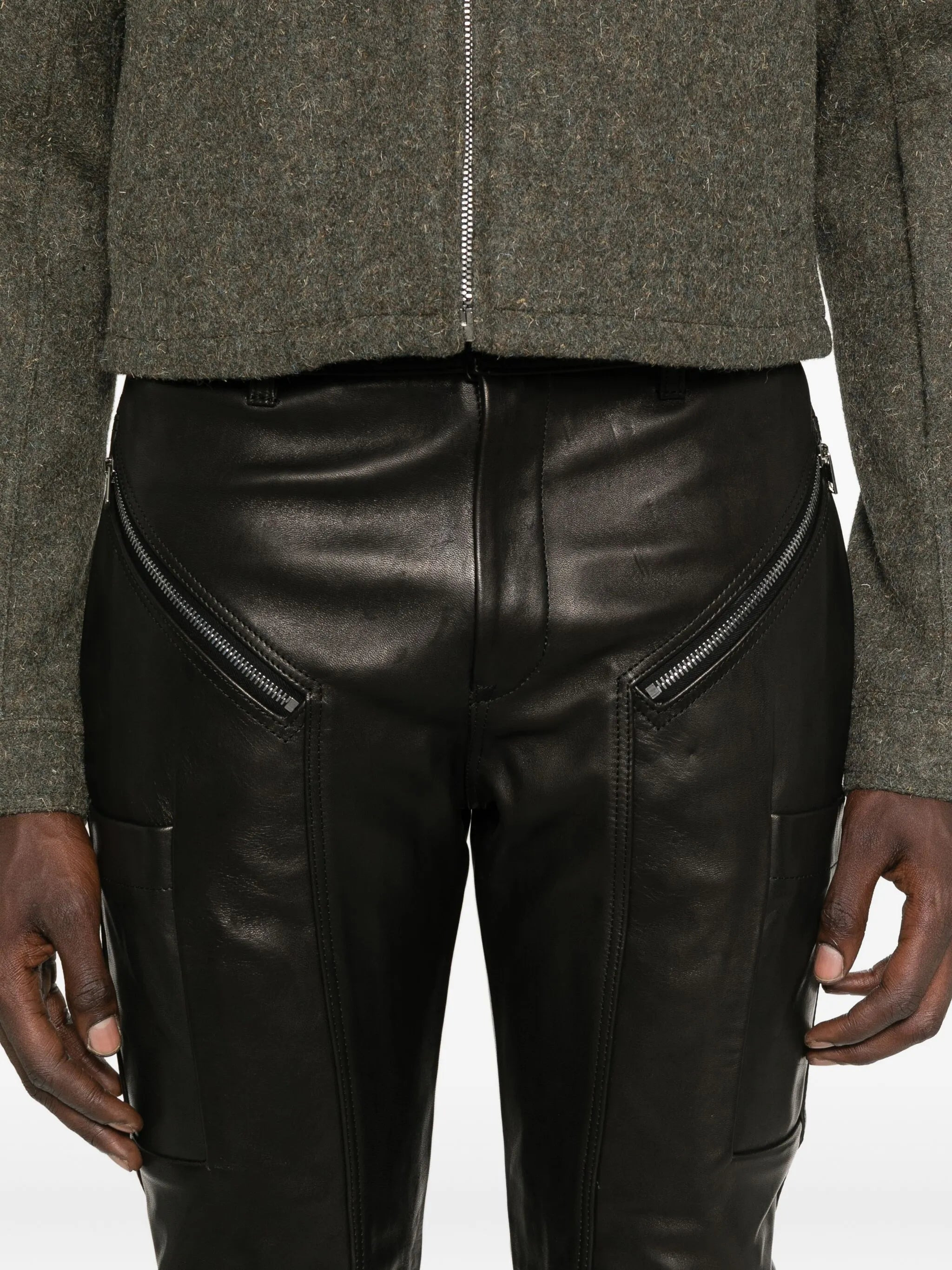 Rick Owens Zip-detail Leather Trousers - 3