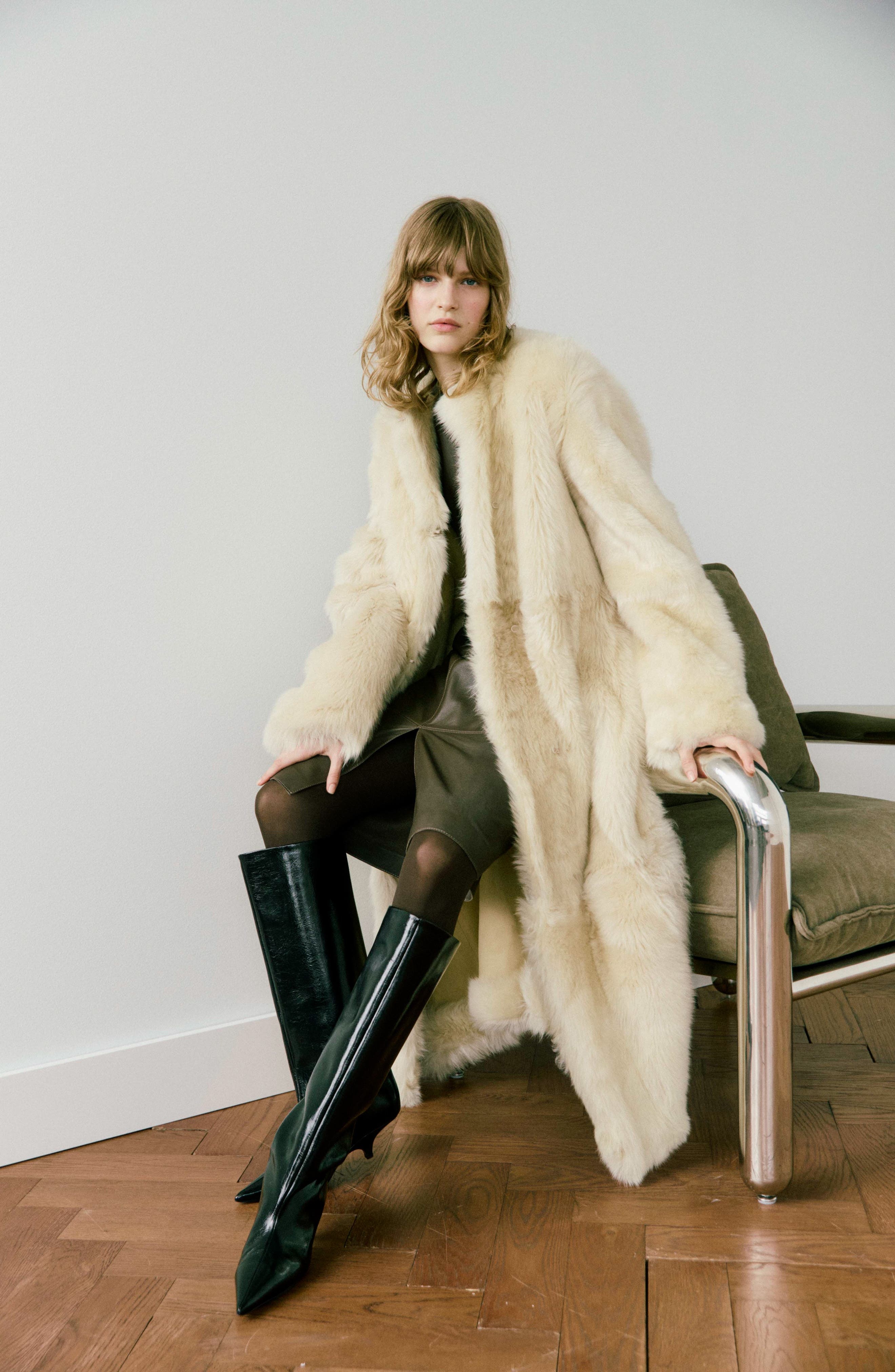 TOTEME Silky Genuine Shearling Coat in Eggnog at Nordstrom - 2