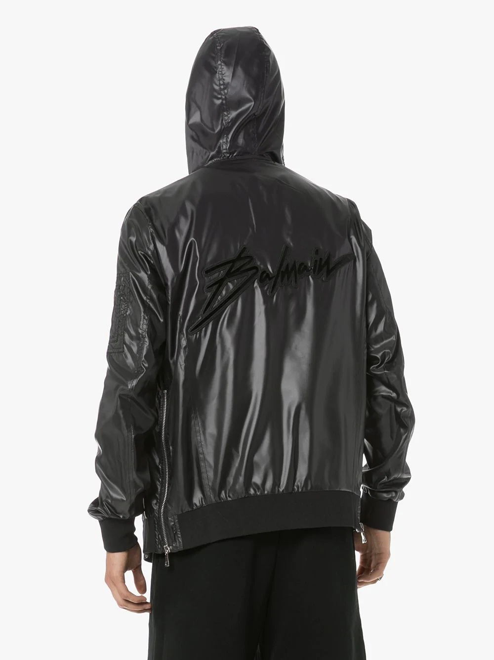 faux leather hooded jacket - 4