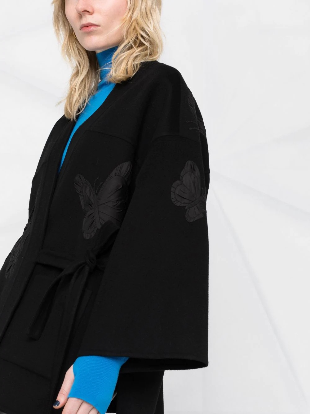 embroidered butterfly wrap jacket - 5
