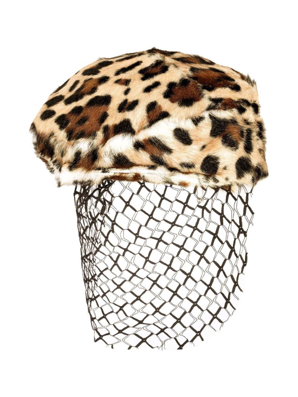 leopard-print veil hat - 1