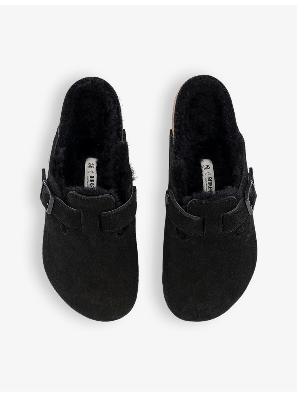 Boston logo-embossed shearling-lined suede clogs - 2