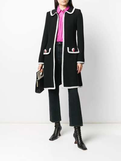 Moschino contrasting-trim mid-length coat outlook