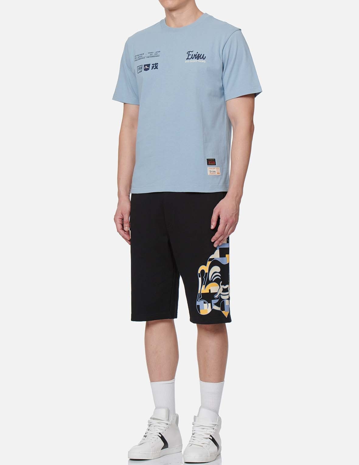 COLOR-BLOCKING GODHEAD PRINT SWEAT SHORTS - 5