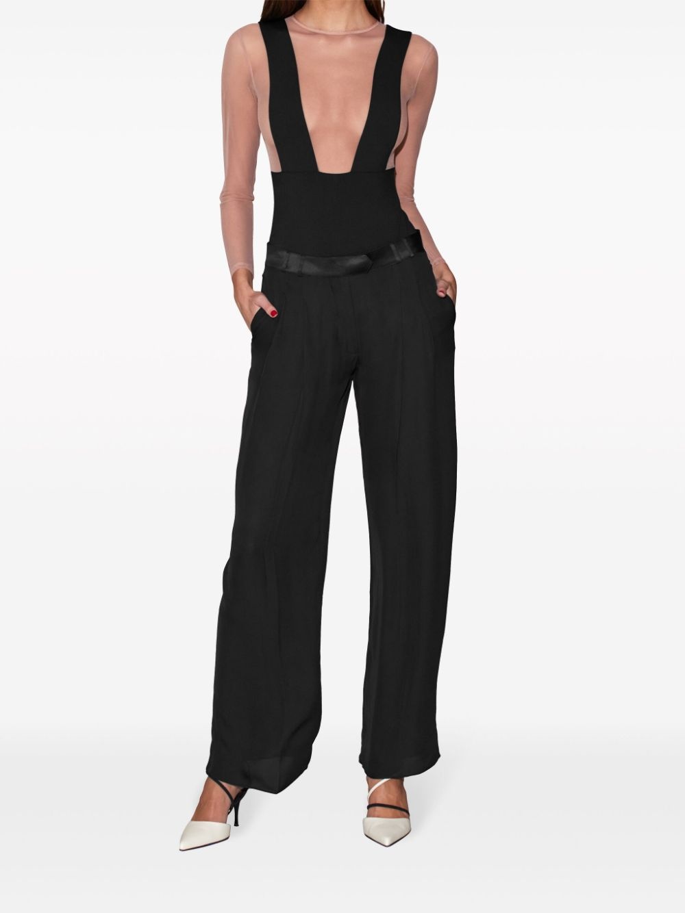 suspender-print bodysuit - 2