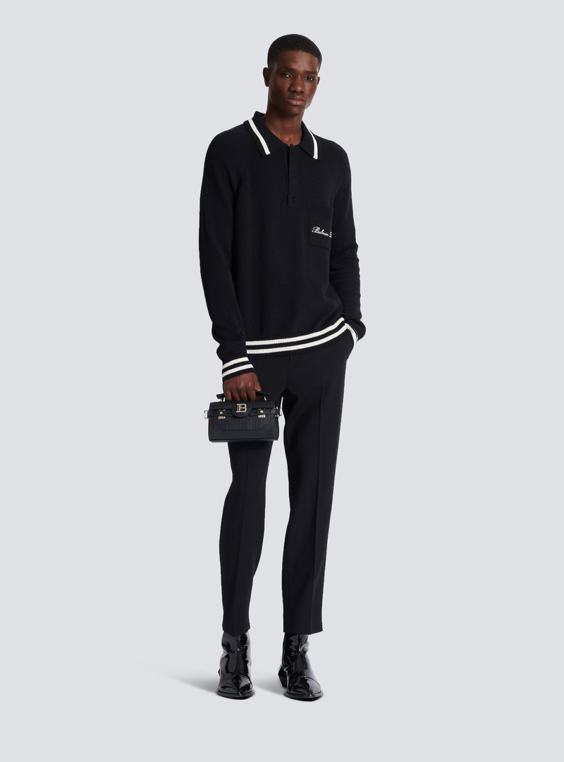 Balmain Long-sleeved wool polo shirt with Balmain Signature embroidery outlook