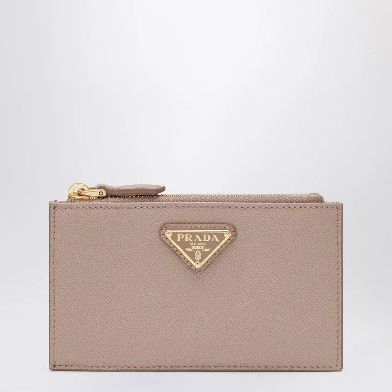 Prada Powder Saffiano Zipped Card Case Women - 1