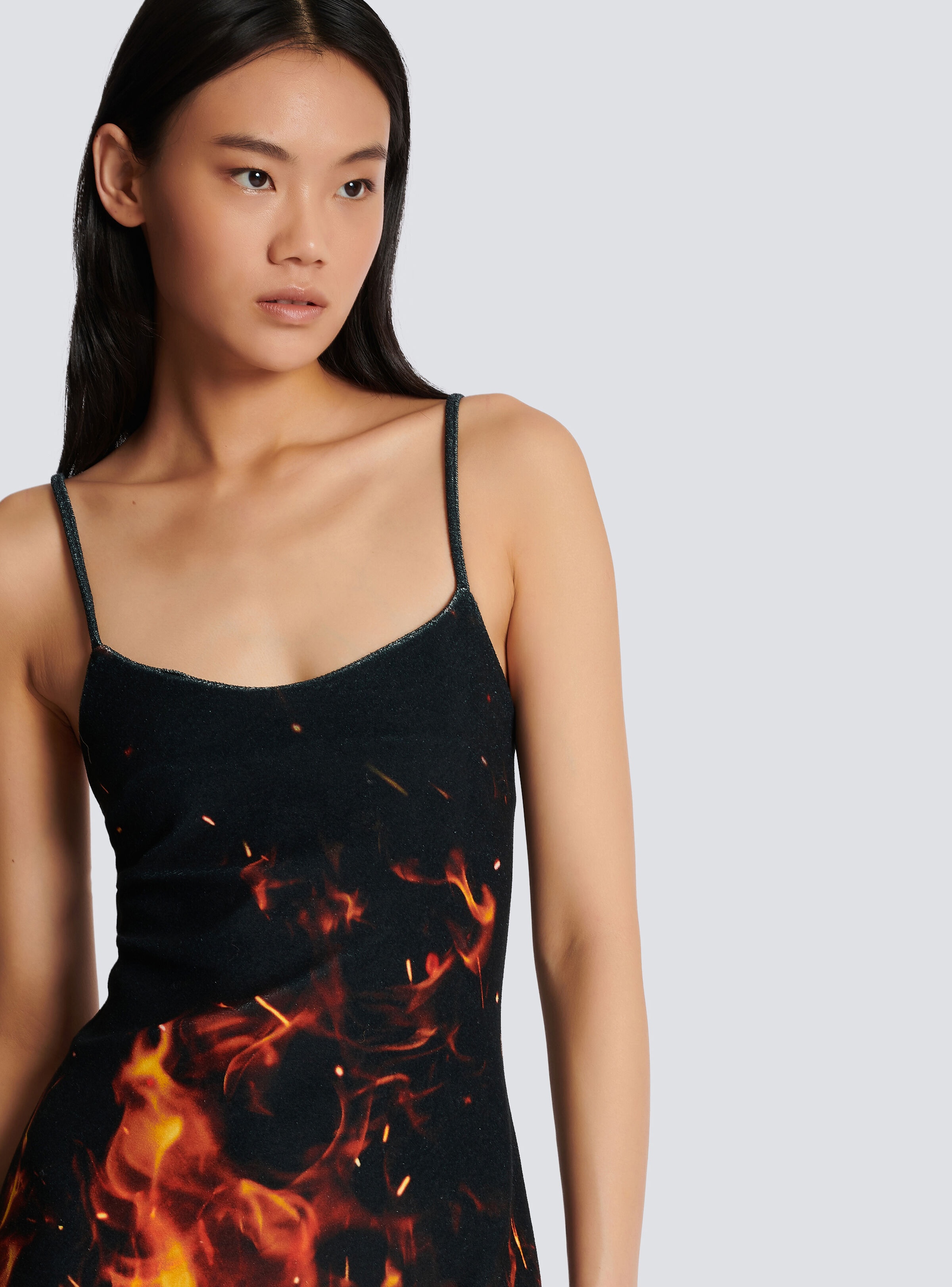 Short Fire printed velvet jersey dress - 6